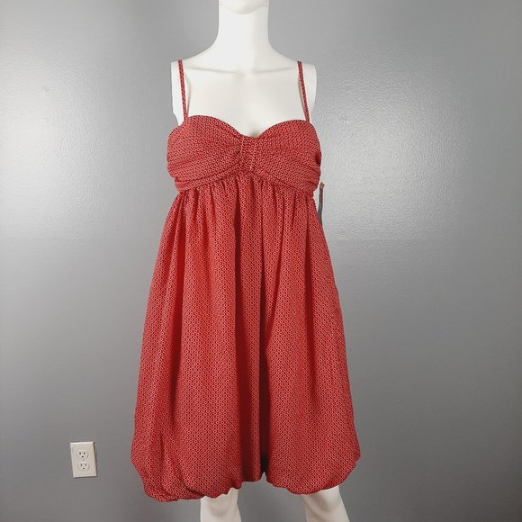 karin stevens Dresses & Skirts - Karin Stevens Womens Bubble Dress Size 8 Red Geometric Print Sweetheart Neckline